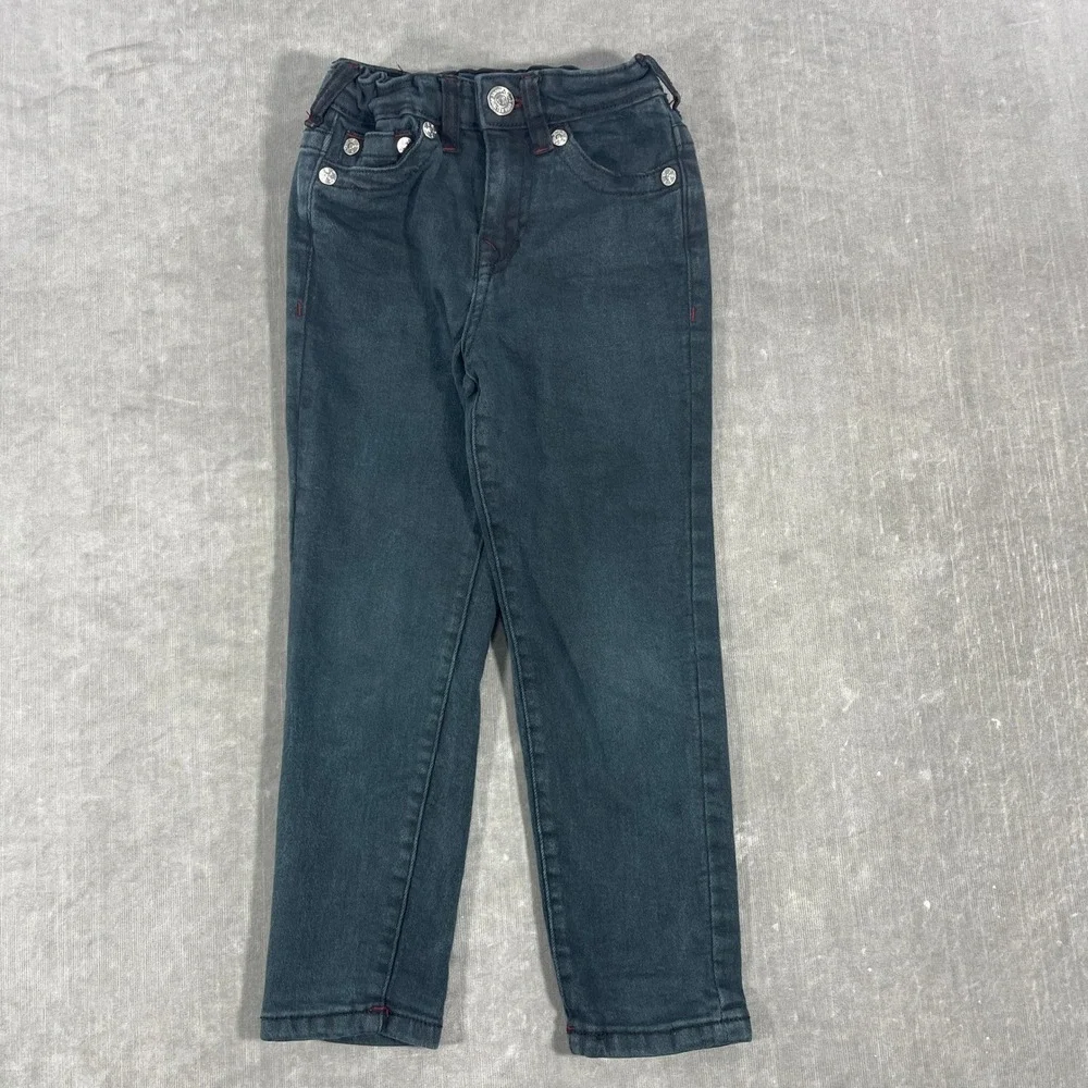True Religion Kids Medium 5/6 Dark Wash Distressed Elastic Waist Jeans
